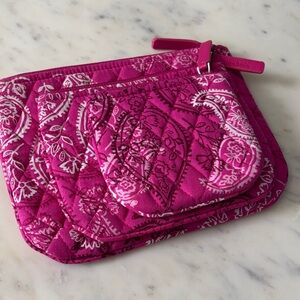 Vera Bradley Magenta Very Berry paisley Quilted Cosmetic Bag Set of 3 bags